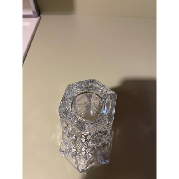 Vintage Approx. 10" Lead Crystal Flower Hexagonal Vase - Picture 10 of 10